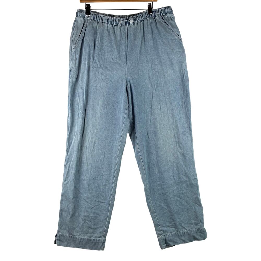 Erika & Co Denim Pants Women's Large Light Wash Elastic Waist Grannycore Momcore